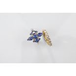 Two certificated 9ct gold sapphire dress rings, comprising a blue sapphire cluster ring with five