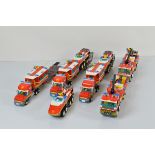 A collection of unboxed and unchecked Lego City, including three x City Fire Transporter 4430 with