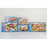 Five boxed Lego City models, including Fire Truck 4208 with manual, Fire Emergency 60003 with