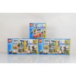 Three boxed Lego City models, including 2 x Bank and Money Transfer 3661 opened with manuals and