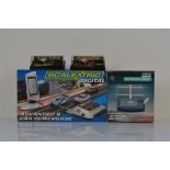 Scalextric accessories,, including two perspex cased motorcycles af, an electronic lap counter and