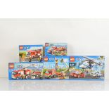 Five boxed Lego City models, including High Speed Chase 60138 unopened, Fire Ladder Truck 60107