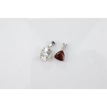 Two 9ct gold certificated gem set pendants, comprising a Mozambique garnet and diamond example and a