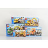 Five boxed Lego City models, including Digger 7248, Repair Truck 3179, Front End Loader 7630, Tipper