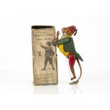 A Lehmann Tinplate EPL 385 Climbing Monkey, early plain example with green felt covered coat, yellow