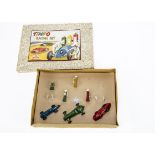 A Timpo Toys Racing Set, comprising MG Record Car, blue, Star Racer, green, Speed Of The Wind,