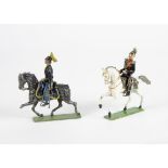 Noris 60mm scale mounted figures, consisting of a US Cavalryman, and a Prussian General, F-G,