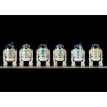 Vintage Star Wars R2-D2 Action Figures, six examples, four solid dome, two sensorscope, F-VG (6)