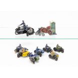 Dinky Toy & Other Motorcycles, including pre-war 43b R.A.C Motorcycle Patrol with 43a R.A.C Box,