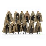 Vintage Star Wars Luke Jedi Knight Action Figures, eleven examples, four with weapons and
