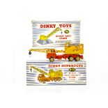 A Dinky Supertoys 972 Coles 20-Ton Lorry-Mounted Crane, yellow/orange body, two blue drivers, '