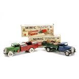 Tri-ang Minic Tinplate Clockwork Pre-War 32M Dust Cart, green cab fitted with petrol can, red back
