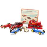 Plastic, Tinplate & Diecast Toys, including Ingap set of twelve small plastic cars, in original box,