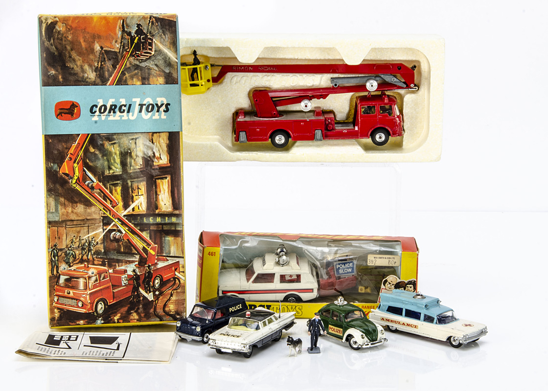 Corgi Toys Emergency Service Vehicles, 1127 Simon Snorkel Fire Engine, 461 Police 'Vigilant' Range