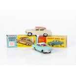 Corgi Toys 234 Ford Consul Classic, beige body, pink roof, lemon interior, spun hubs, Dinky Toys 143