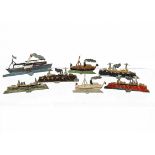 Spenkuch or Heinrichsen Germany flat small scale 19th Century ships, blue paddle steamer 63mm