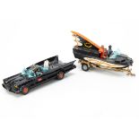 Corgi Toys Batman's Batmobile & Batboat, 1st issue 267 Batmobile with 'Bat' hubs, Batman and Robin