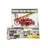 Bandai (Japan) 1:16 Dennis Motor Fire Engine 1914 Kit, Matchbox/AMT 1:25 Volvo Globetrotter F10/12