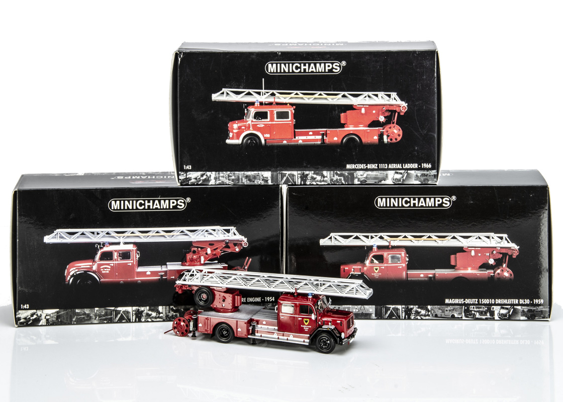 Minichamps 1/43 - Magirus Deutz 150D10 Pompiers Aachen (sans Boîte D'origine)