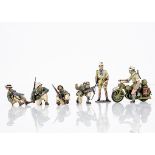 King & Country German Afrika Korps series comprising 4pce figure set AK6 and 2pce Motorcycle Team