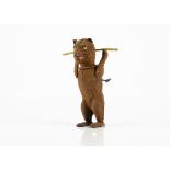 A Tinplate Clockwork Performing Bear, possibly Guntermann, brown body, probably originally