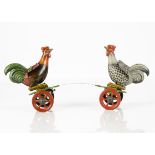 Einfalt Tinplate Clockwork Fighting Cocks Novelty Toy, detailed tinprinted toy with fixed key