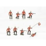 Krause Germany 48mm Britains 19th Century Colonial Infantry with unusual early style 'pith' helmets,