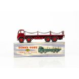 A Dinky Toys 905 Foden Flat Truck With Chains, 2nd type maroon cab, chassis and flatbed, red grooved