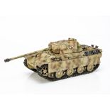 King & Country loose WW2 German Panther Tank in desert camouflage, slight damage and loss to