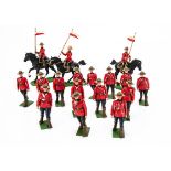 Britains Herald Eyes Right figures comprising marching (14) and mounted (3) mounties VG, various