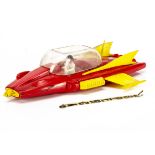 A Plaston Toys Plastic Gerry Anderson's Supercar, red body, yellow wings, Mike Mercury figure