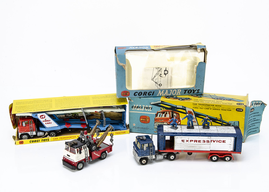 Corgi Major Toys, 1138 Car Transporter with Ford Tilt Cab, 1143 Holmes Wrecker Recovery Vehicle,