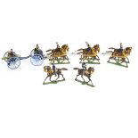 Superb Noris 48mm scale Prussian Army Horse Artillery set, generally VG, mounted officer missing