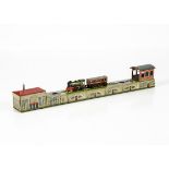 Arnold Tinplate Clockwork Shunting Train No 570, detailed tinprinted toy comprising train, carriage,