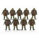 Vintage Star Wars Gamorrean Guard Action Figures, nine examples, one Lili Ledy, six with weapons,