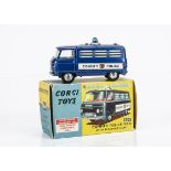 A Corgi Toys 464 Commer Police Van, dark blue body, 'County Police' decals, window bars, blue roof