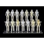 Vintage Star Wars Stormtrooper Action Figures, fourteen examples, some with weapons, P-VG, some