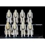 Vintage Star Wars PBP Hoth Stormtrooper Action Figures, eight examples, all with weapons and