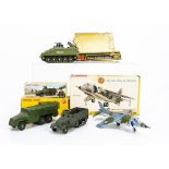 Dinky Toys 677 Armoured Command Vehicle, 722 Hawker Harrier, 691 Striker Anti Tank Vehicle, French