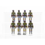 Vintage Star Wars Boba Fett Action Figures, eight examples, all made in Hong Kong, two with weapons,