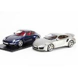 GT Spirit 1:18 Porsche 911 (991) Turbo GT024, Porsche 911 (933) Carrera 4S GT012ZM, with stand, in