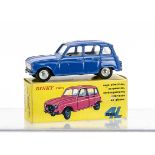 A Spanish Dinky Toys 518 Renault 4L, dark blue body, silver grille, off-white interior, concave