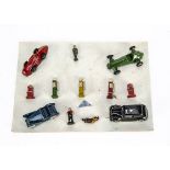 A Timpo Toys Petrol Station No 3 Set, comprising Star Racer, green, Speed Of The Wind, red,