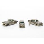 Prameta (Germany) Diecast Clockwork Cars, Opel Kapitan 555, Mercedes-Benz 300, Jaguar XK 120, all