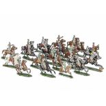 Unusual German made solid lead semi-round 40-50mm scale 1930s German cavalry, some with separate