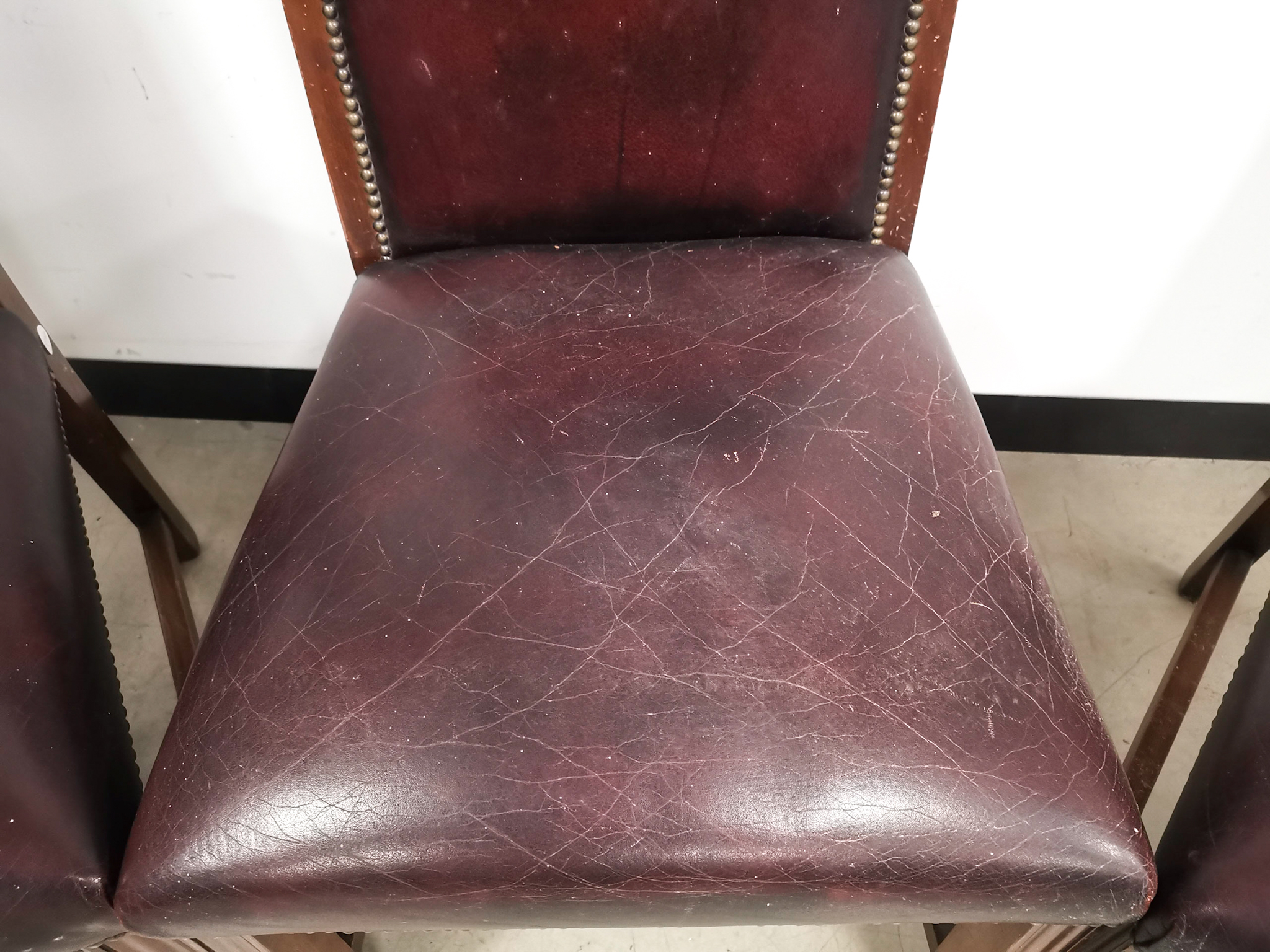 Set of four modern dark red leatherette chairs, 53cm W x 57cm D x 110cm H - Image 4 of 4