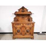 19th Century continental oak buffet server sideboard, with two drawers and double doors to the base,