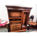 Mahogany beaconsfield combination wardrobe, made up of various sections with two over two internal