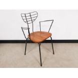 1950s designer Tubax 'Radar' chair, designed by Willy Van Der Meeren. Black painted bent iron