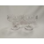 A pair of 20th Century Continental cut glass comports, with a design of flowering plants, height